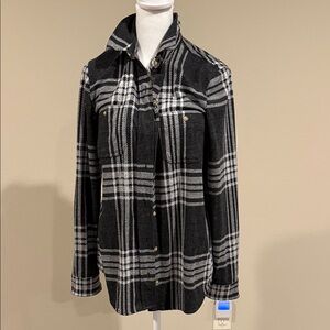 Faherty Charcoal and White Plaid Shirt